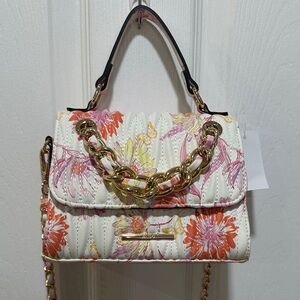 Aldo Floral Shoulder Bag with Gold Chain